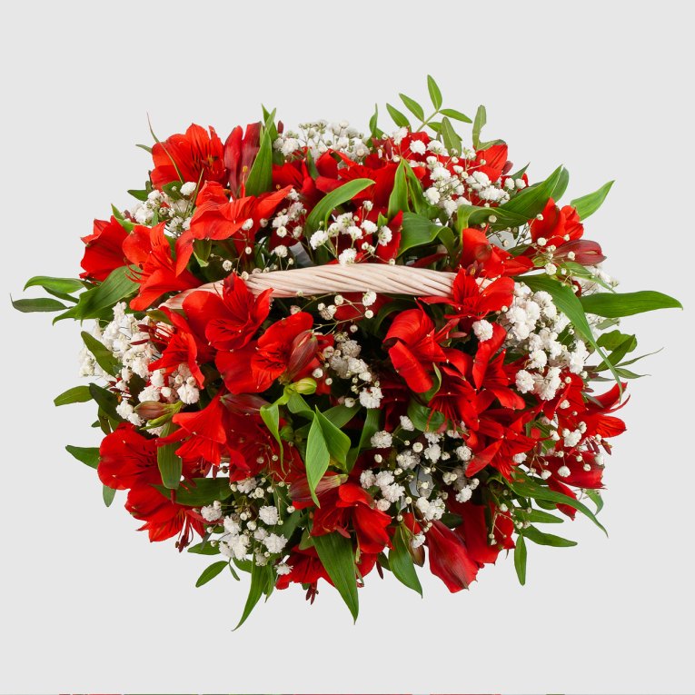 Букет в корзине Огненные язычки