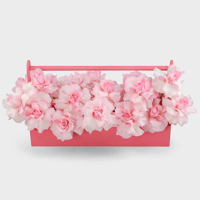 Композиция в кашпо Розовый шелк