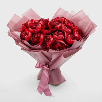 Букет из 15 пионов Страстное желание