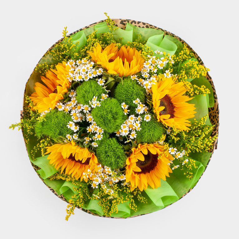 Букет с подсолнухами Солнечный луг