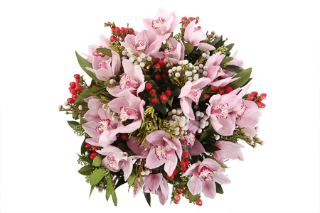 Букет с орхидеями Звездная ночь коробке