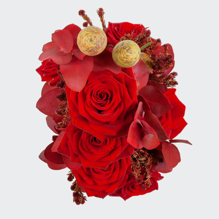 Букет в корзине Алая вертикаль