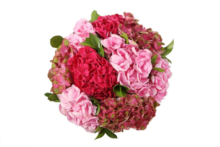 Букет с гортензиями Скромное обаяние в шляпной коробке