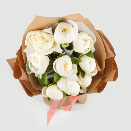 Букет из 9 пионов Улыбка ангела