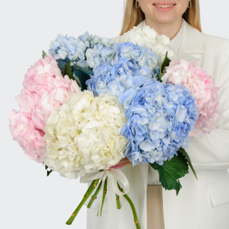 Букет 7 гортензий Цветочные облака