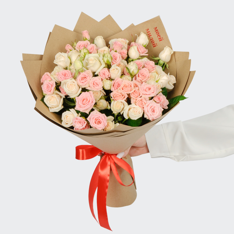 Букет 19 кустовых роз Моей милой