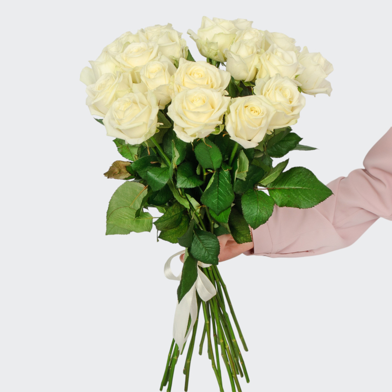 Букет 21 роза Аваланш 60/70 см