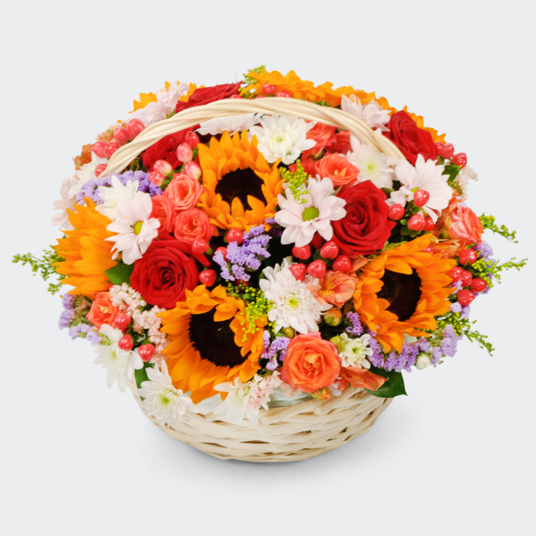 Букет в корзине Солнечная поляна