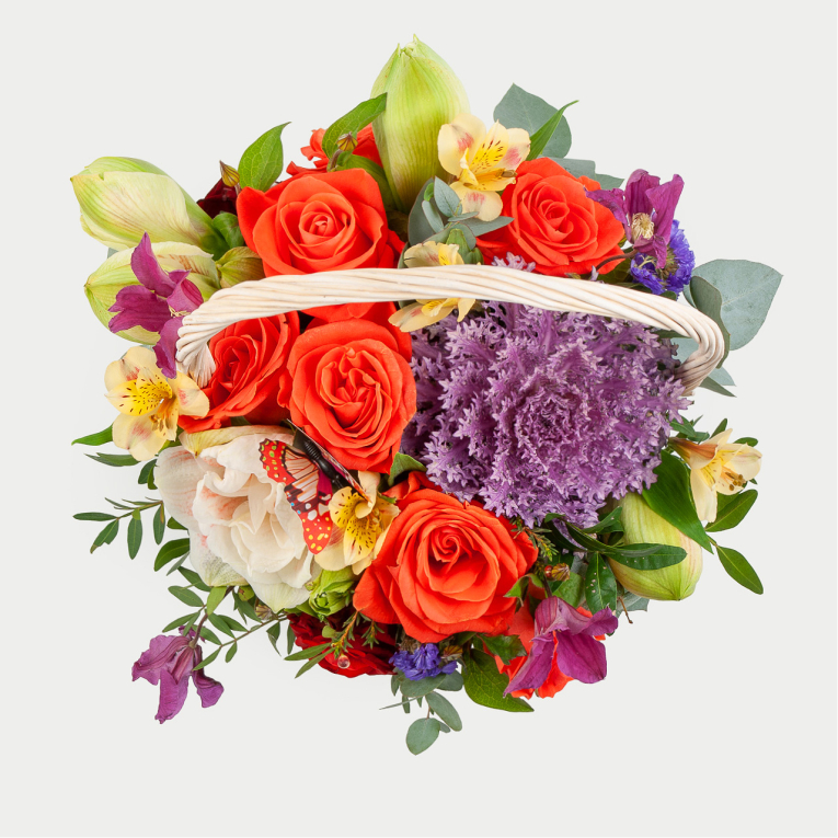Букет в корзине Утренние краски
