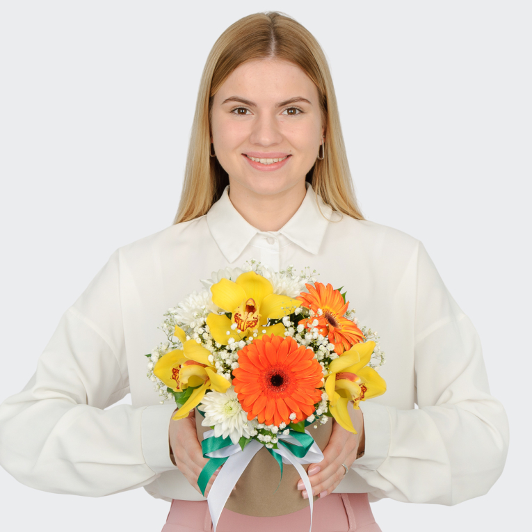 Букет в коробке История о нас