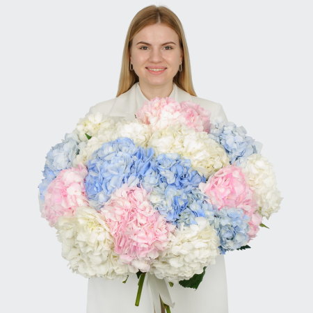 Букет 15 гортензий Цветочные облака
