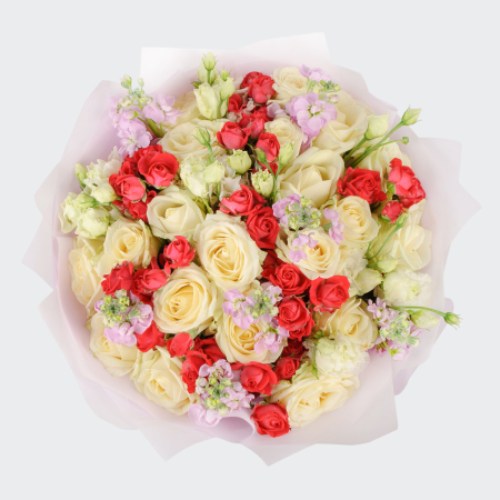 Букет с маттиолой Сливочный поцелуй