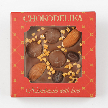 Шоколад молочный Миндаль и кофе с украшением (35г)