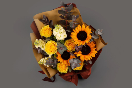 Букет с подсолнухами Солнечный блюз