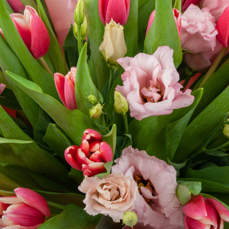 Букет Весенняя палитра (розово-алая)