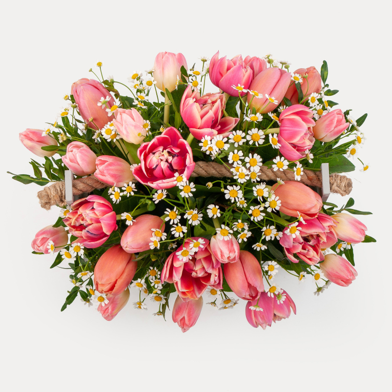 Букет в кашпо Встреча на рассвете