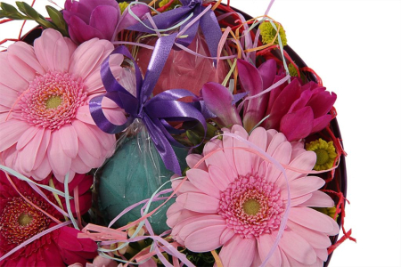 Букет с герберами Магия бирюзы в коробке