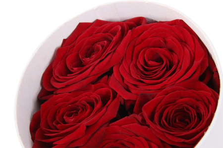 Букет 5 роз в шляпной коробке