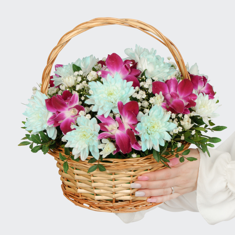 Букет в корзине Ванильное мороженое