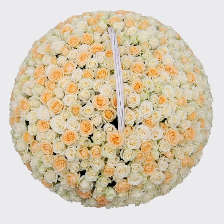 Букет 501 роза в корзине, белый микс