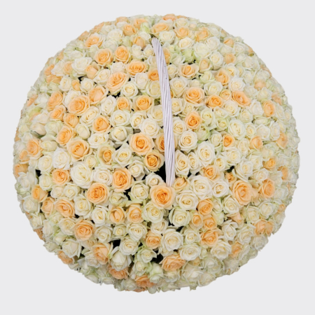 Букет 501 роза в корзине, белый микс