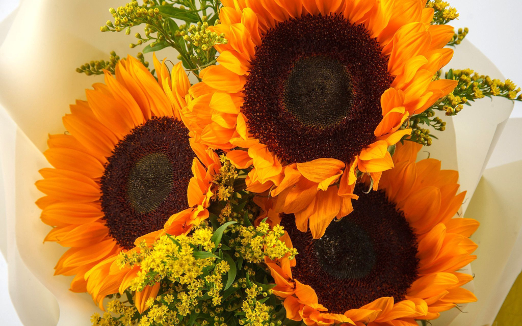 Букет из подсолнухов Поблизости от солнца