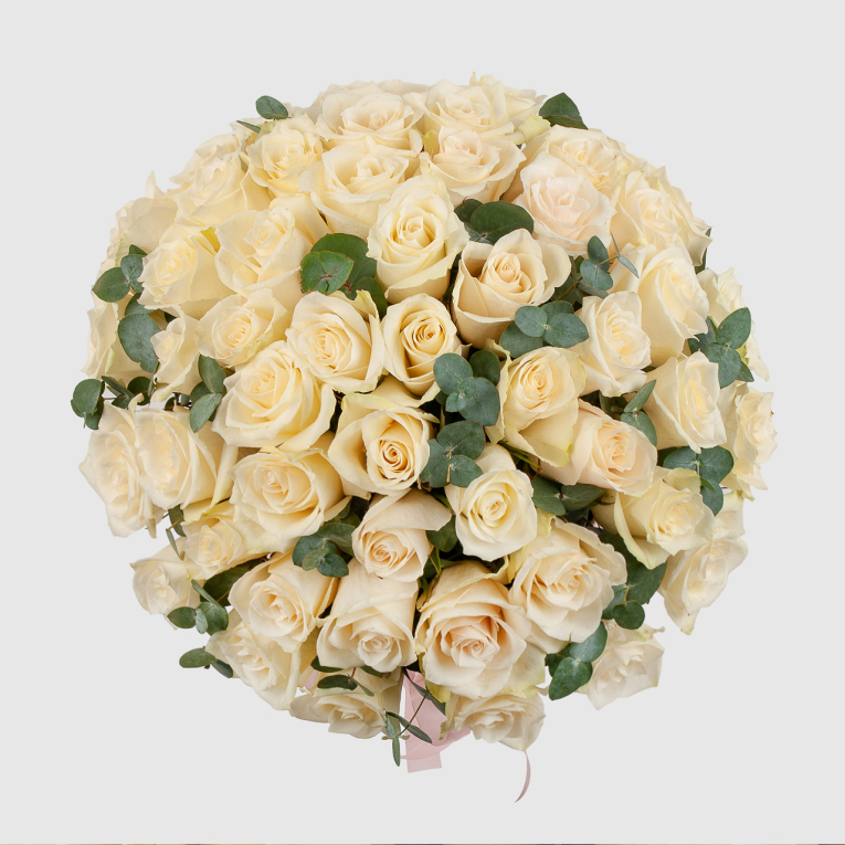 Розы в коробке Розовая вуаль