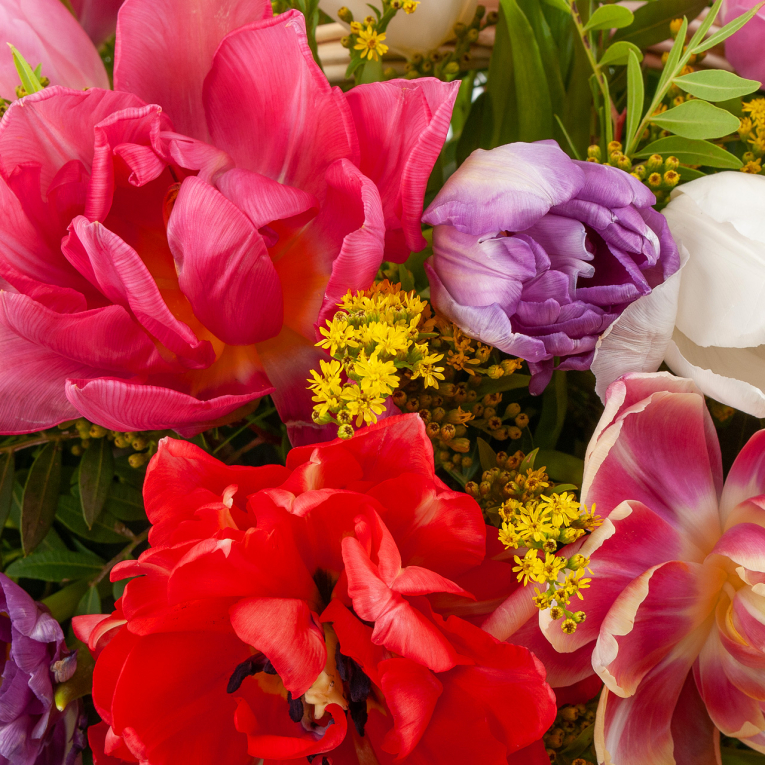 Букет в корзине Радужная вспышка