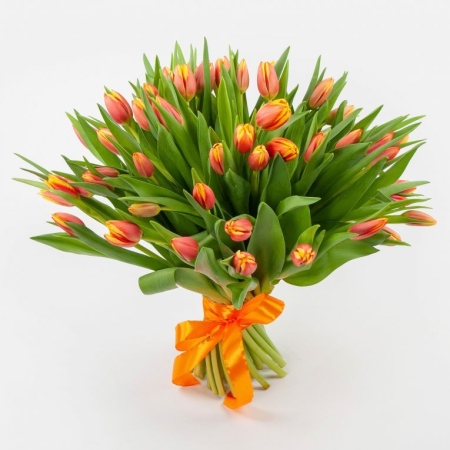 Букет 51 тюльпана Рыжее солнышко