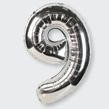 Воздушный шар «Цифра 9» (серебряный)