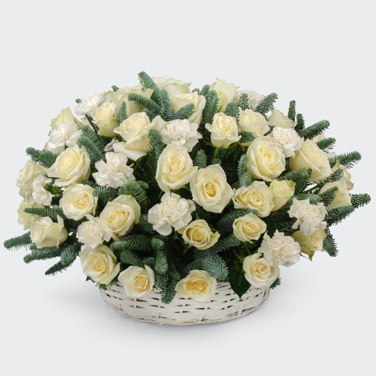 Букет в корзине Снежный вальс