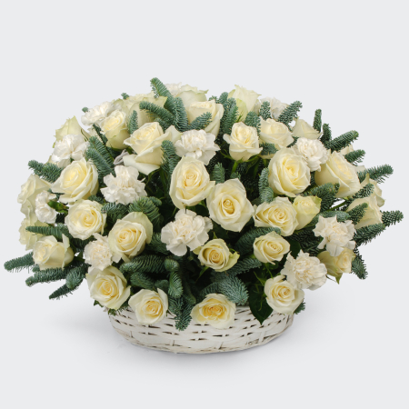 Букет в корзине Снежный вальс