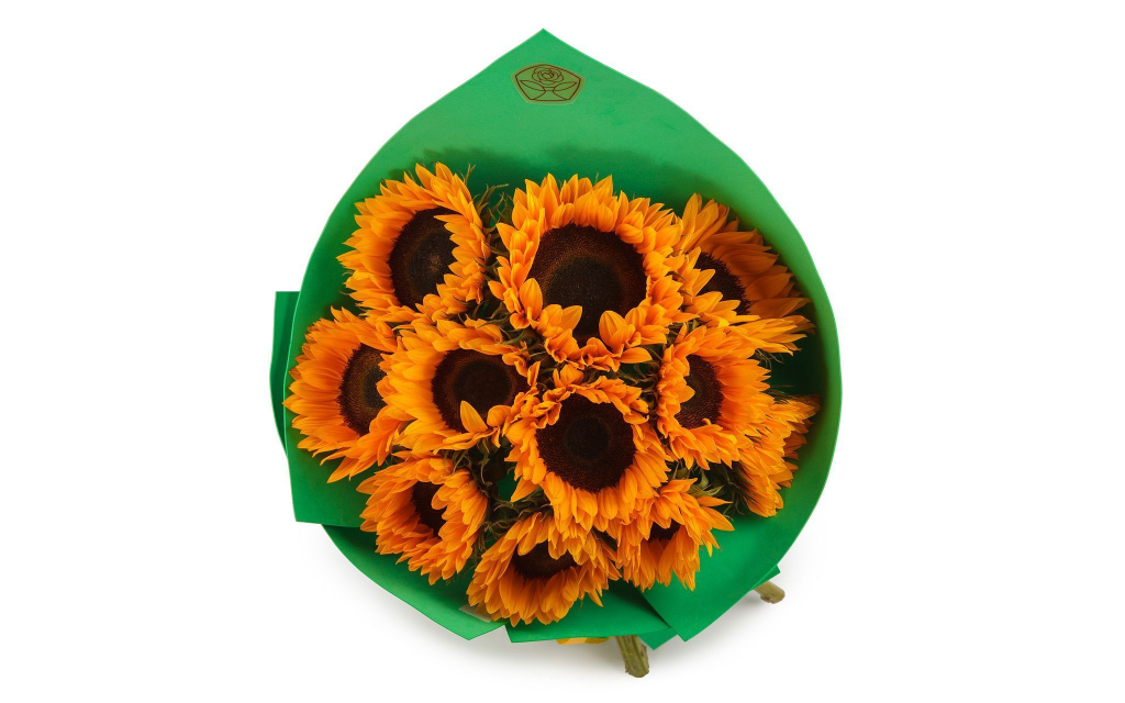 Букет 11 подсолнухов в фоамиране