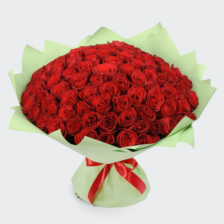 Букет из 101 розы Красный цвет страсти