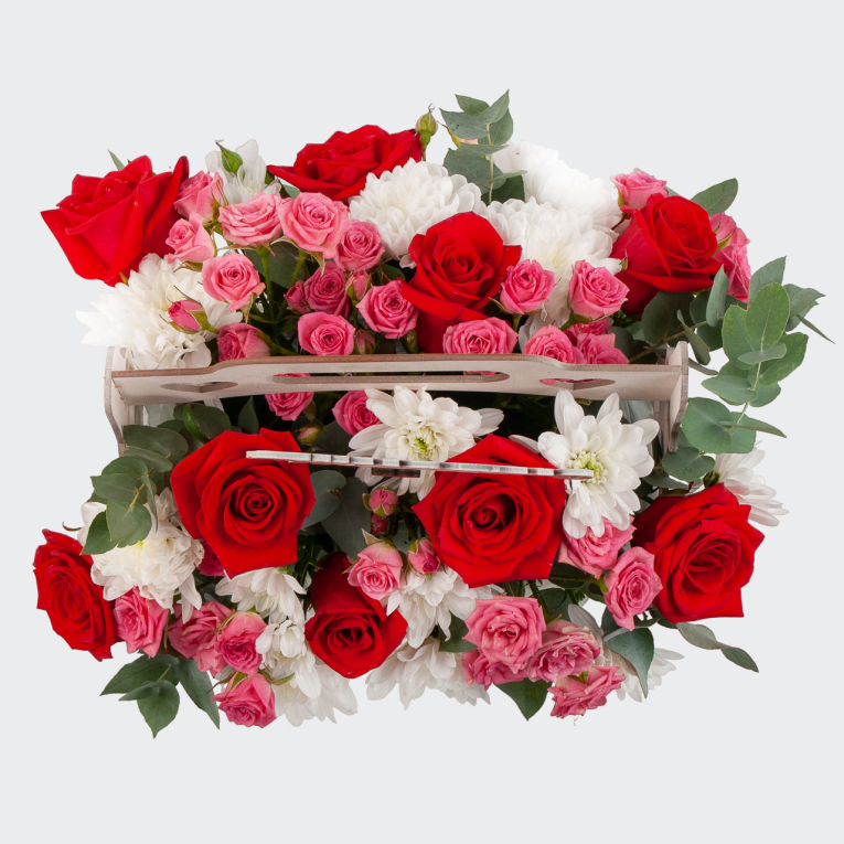 Букет в корзине Любовное послание