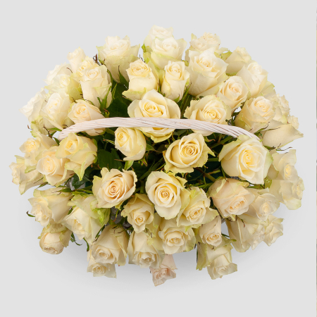 Букет в корзине Облако из роз (51 роза)