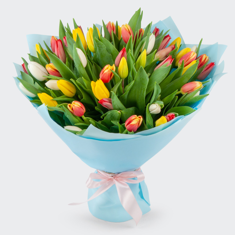 Букет 51 тюльпан Лучики солнца