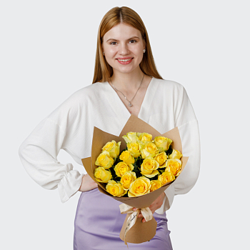 Букет 19 роз Лимонный мусс