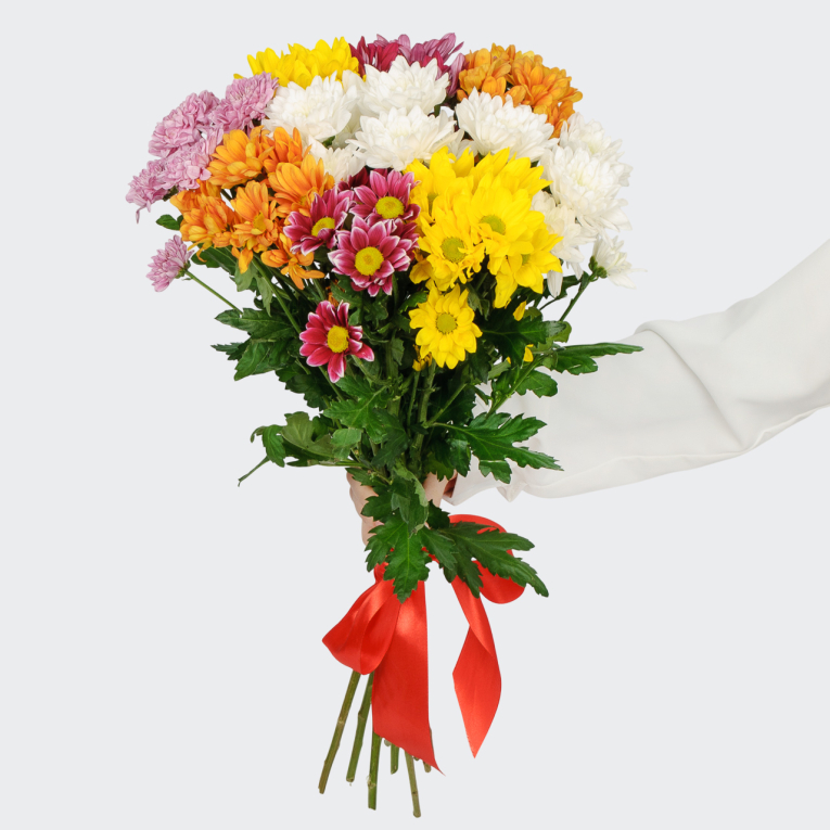 Букет 9 кустовых хризантем микс