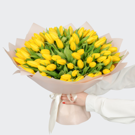Букет 101 желтый тюльпан