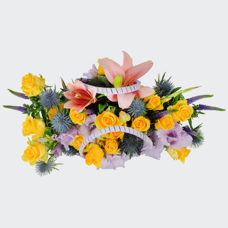 Букет в корзине Фиолетовый закат