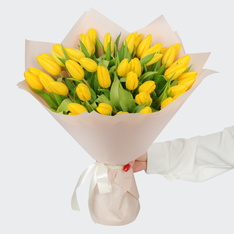 Букет 35 желтых тюльпанов