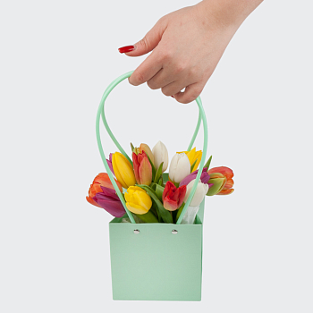 Тюльпаны в коробке Мятное настроение (мини)