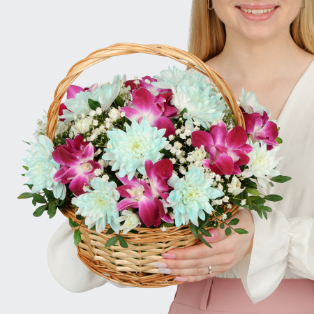 Букет в корзине Ванильное мороженое