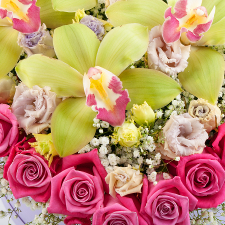 Букет в коробке Сердце тропиков (макси)