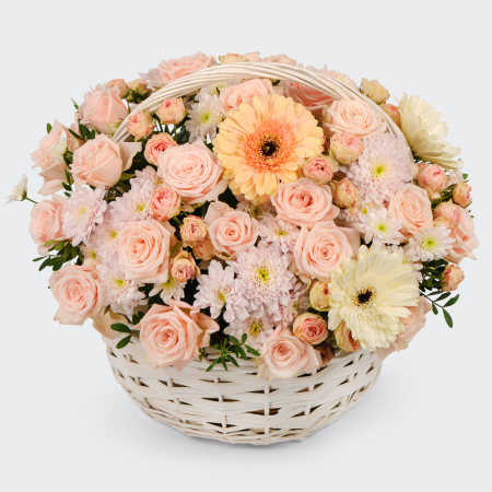 Букет в корзине Нежная пастель