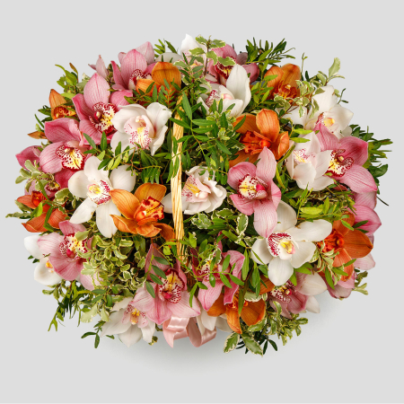 Букет с орхидеями в корзине Все о Еве