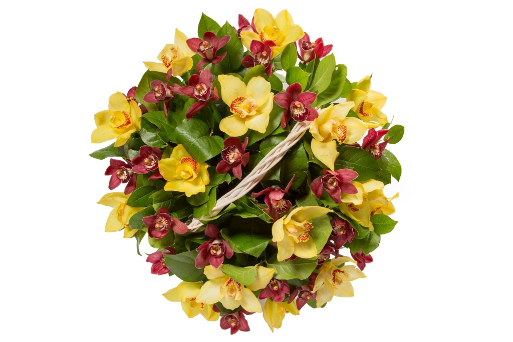 Букет с орхидеями Крошка Доррит в корзине