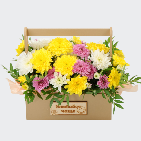 Букет в ящике Цветочный коктейль