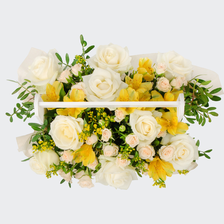 Букет в ящике Крем